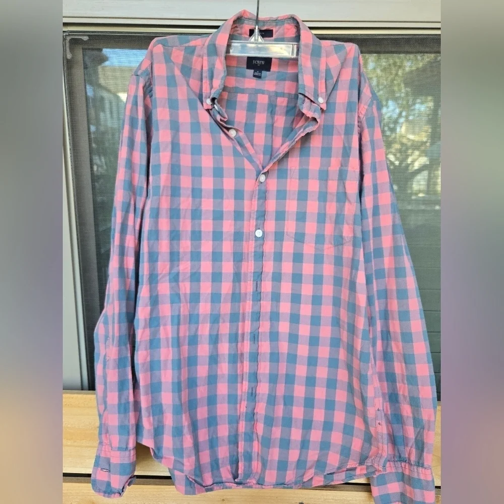 J. Crew Mens Slim 100% Cotton Fit Long Sleeve Plaid Button Down Shirt SZ Small
